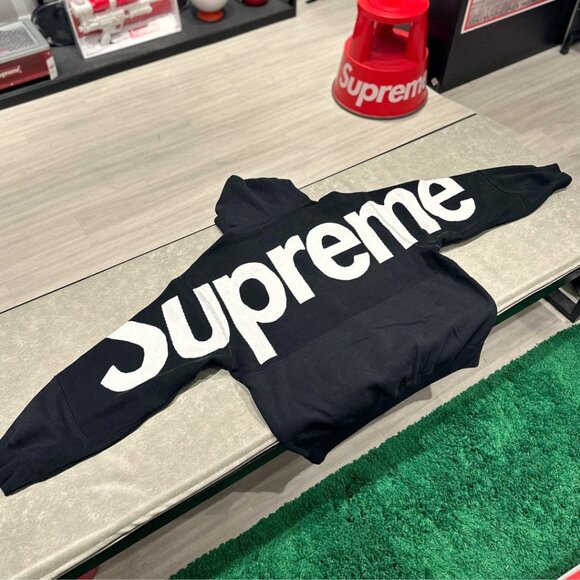 Supreme Big Logo Jacquard Hoodie Black FW23 🔥Streetwear US S-XL - Picture 3 of 5